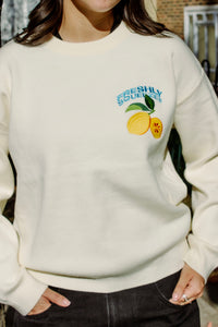 Cream Lemon Embroidered Knit Jumper - Sugar + Style