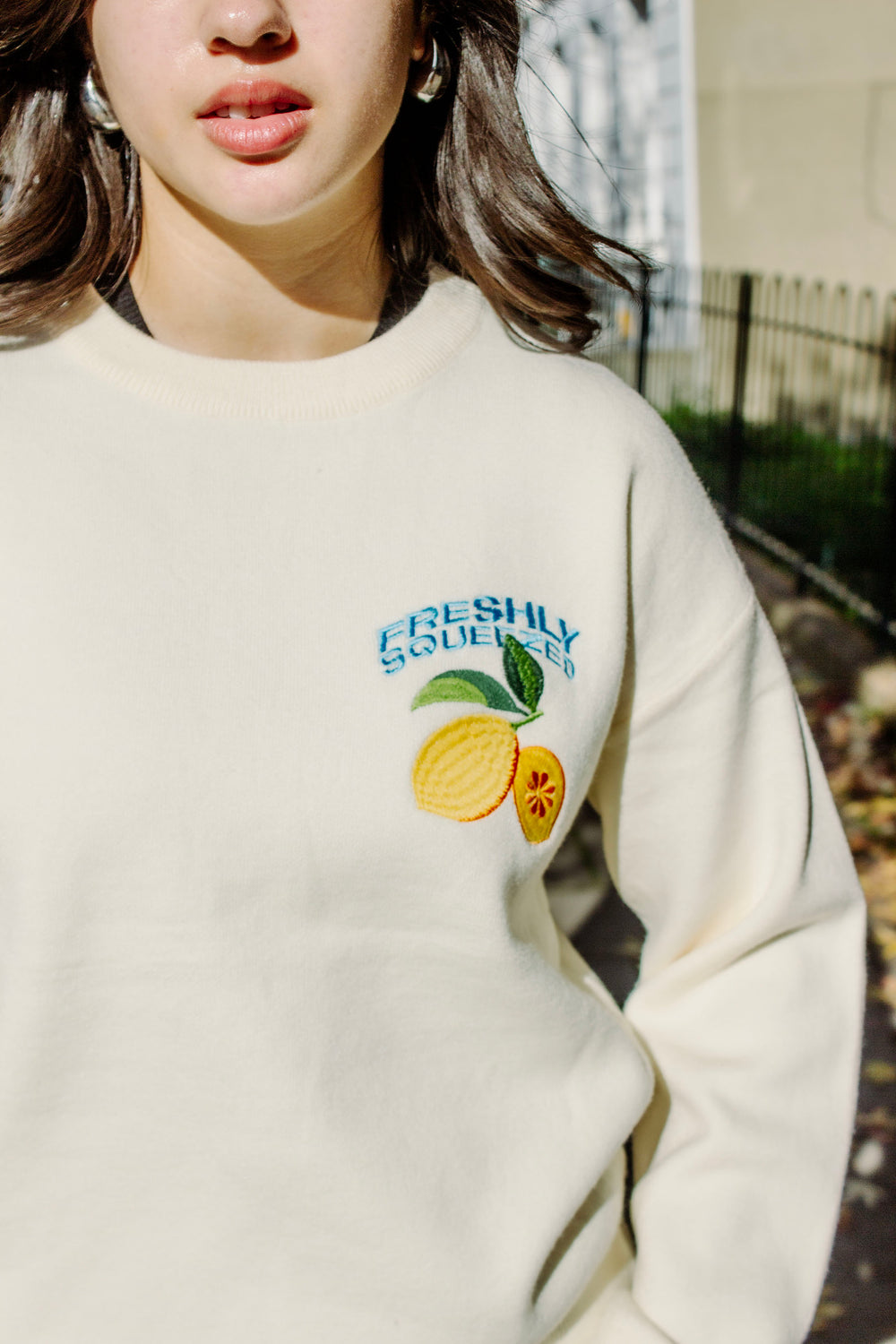 Cream Lemon Embroidered Knit Jumper - Sugar + Style