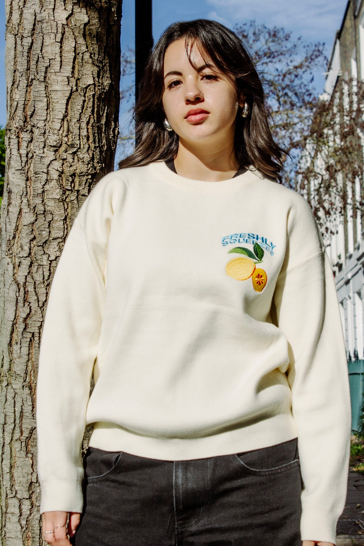 Cream Lemon Embroidered Knit Jumper - Sugar + Style