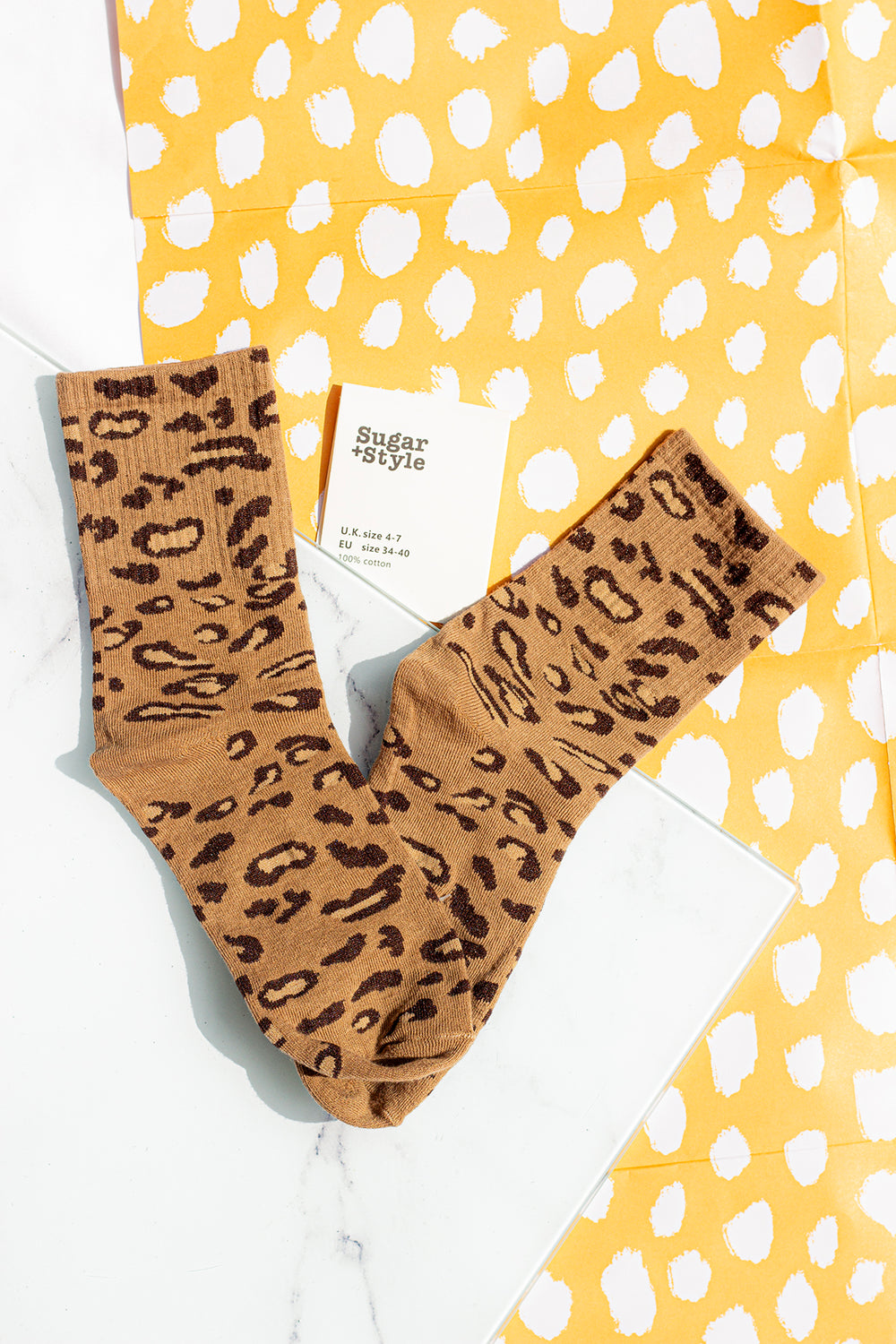 Leopard Print Crew Socks - Sugar + Style