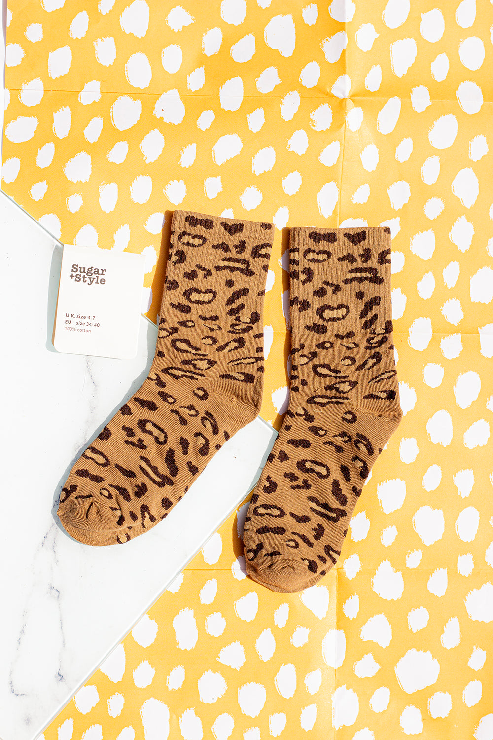 Leopard Print Crew Socks - Sugar + Style