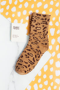 Leopard Print Crew Socks - Sugar + Style