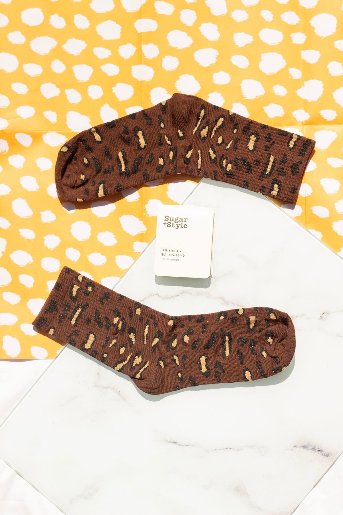 Leopard Print Crew Socks - Sugar + Style