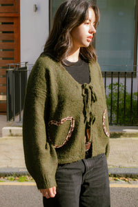 Tie Front Leopard Heart Cardigan - Sugar + Style