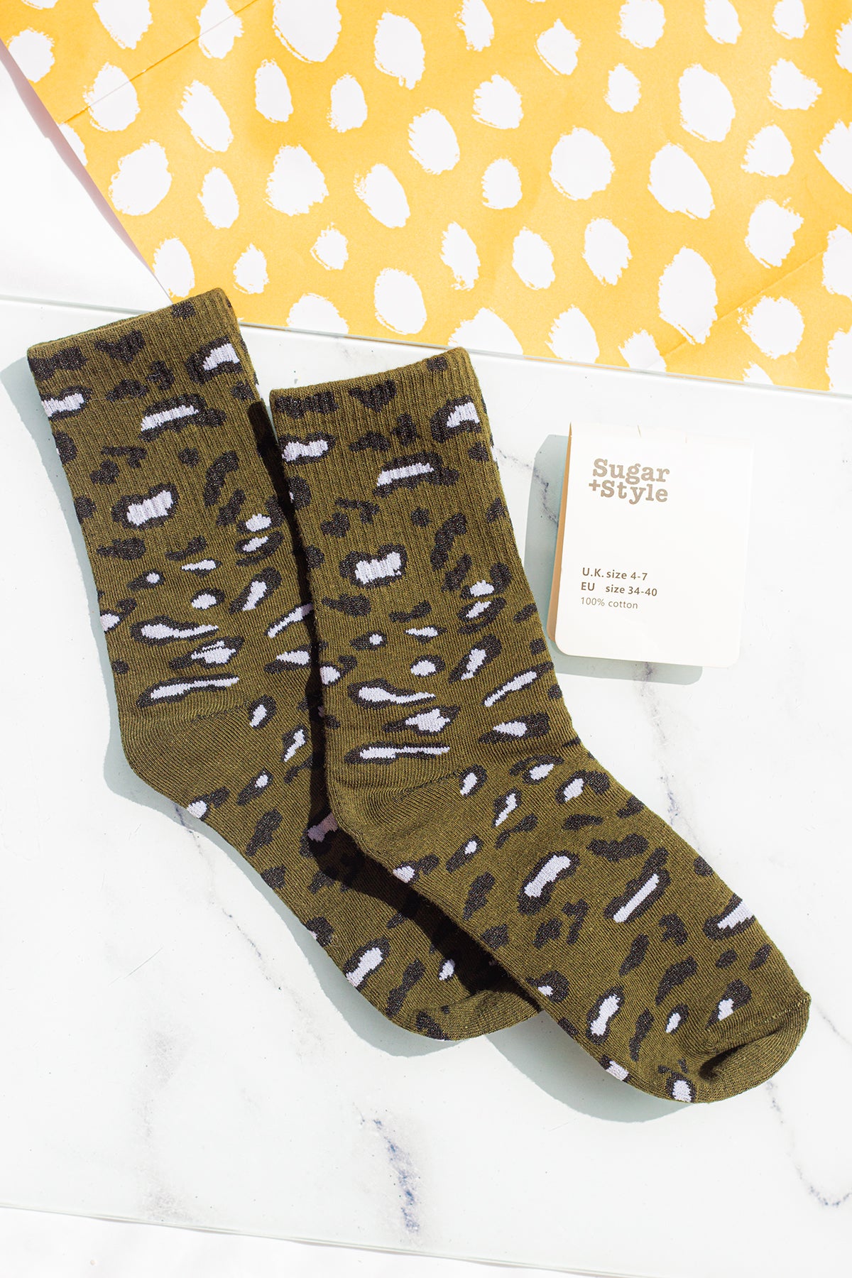 Leopard Print Crew Socks - Sugar + Style