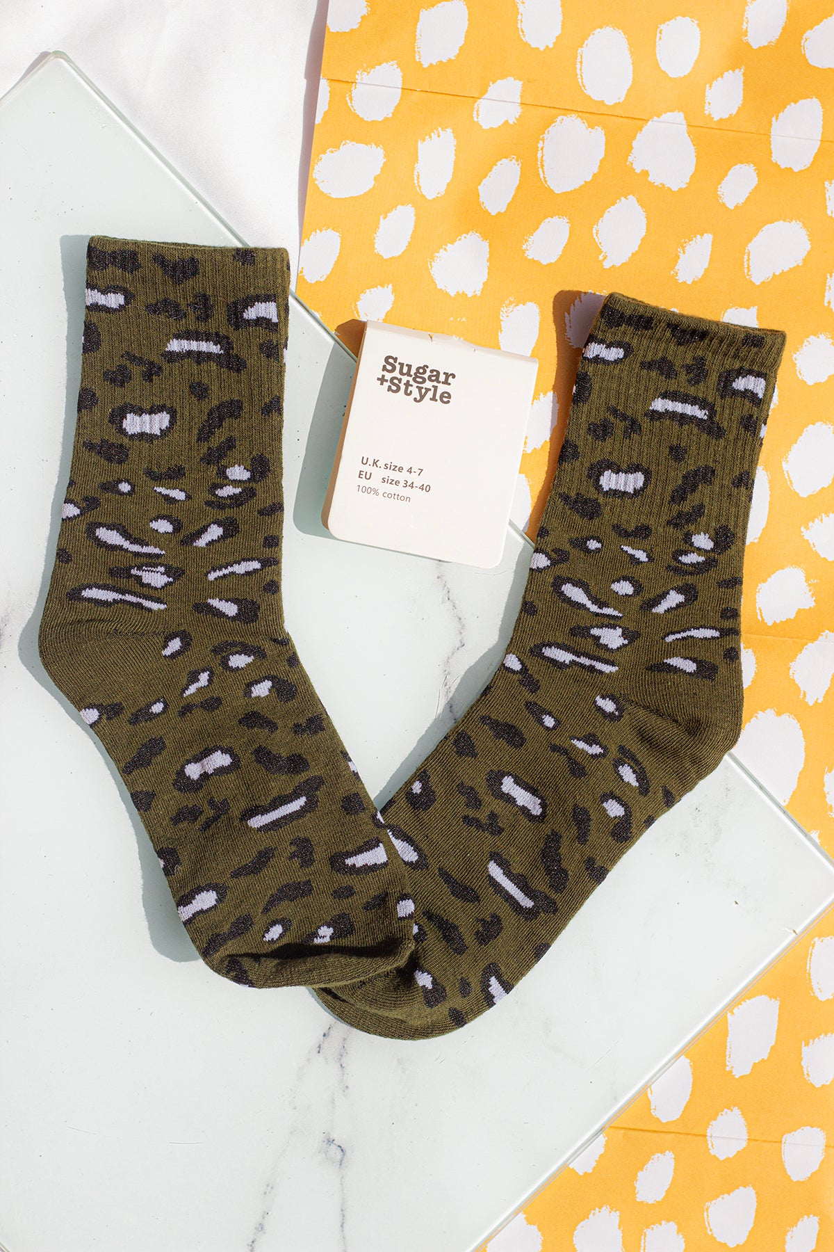 Leopard Print Crew Socks - Sugar + Style