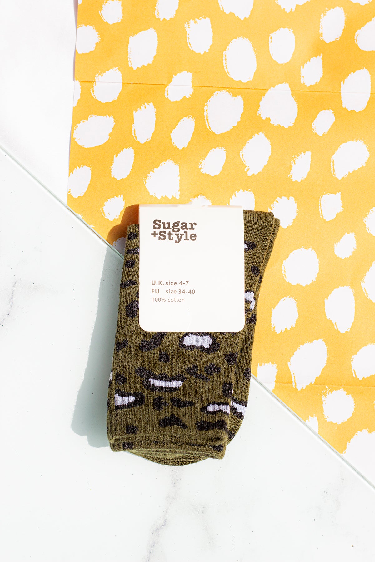 Leopard Print Crew Socks - Sugar + Style