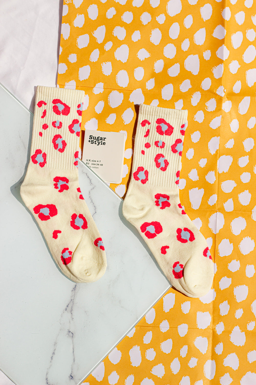 Leopard Print Crew Socks - Sugar + Style