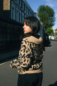 Three Quarter Zip Leopard Print Jumper - Sugar + Style