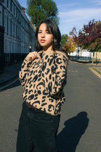 Three Quarter Zip Leopard Print Jumper - Sugar + Style