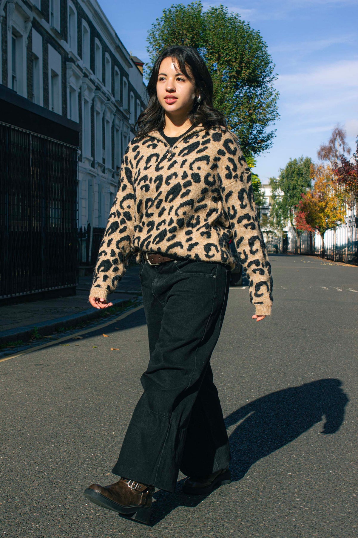 Three Quarter Zip Leopard Print Jumper - Sugar + Style