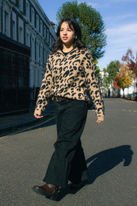 Three Quarter Zip Leopard Print Jumper - Sugar + Style