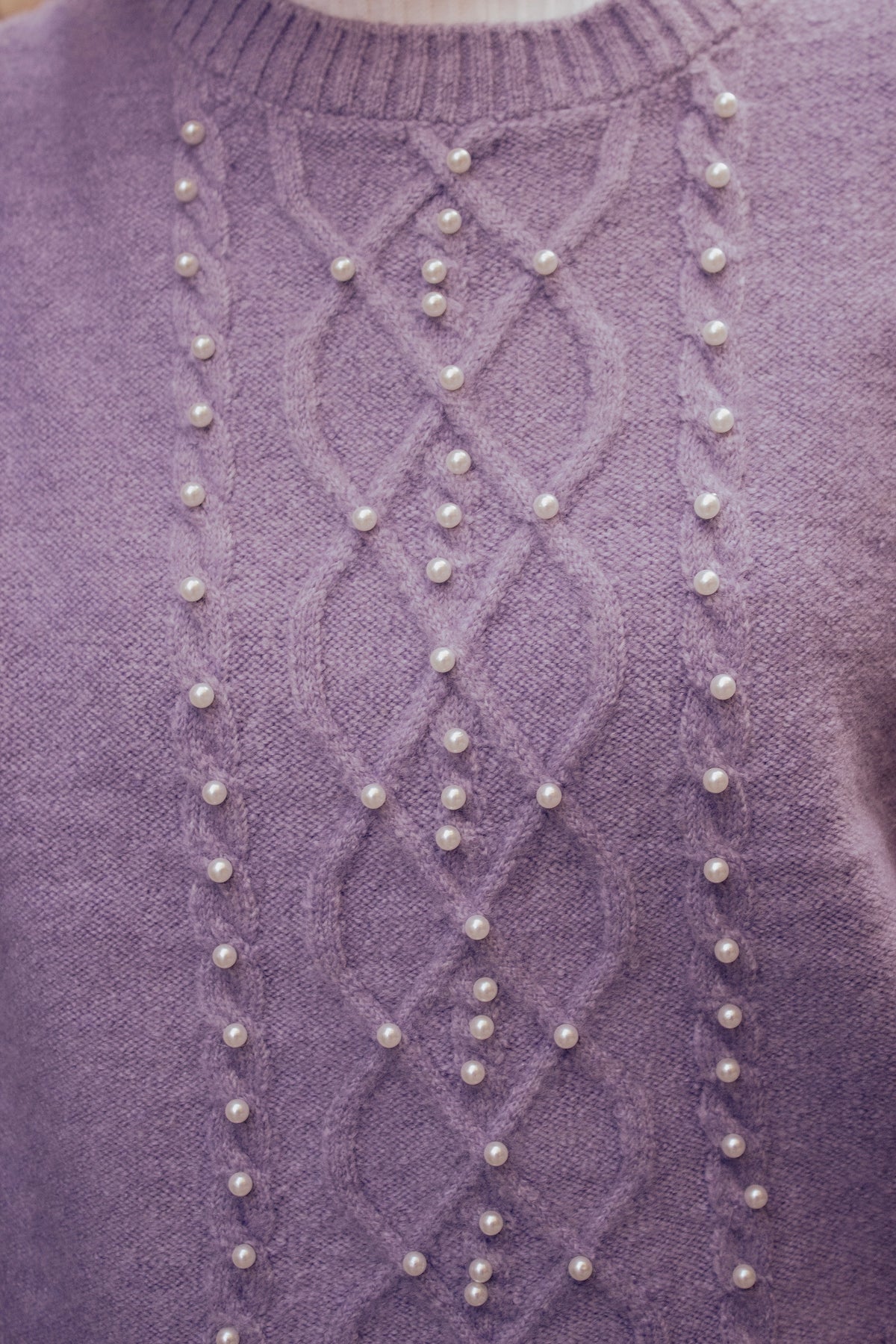 Cable Knit Pearl Embellished Jumper - Sugar + Style