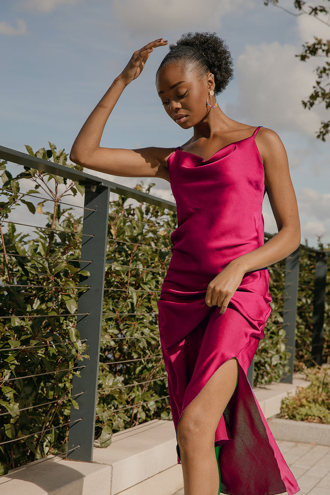 Pink slip hot sale midi dress