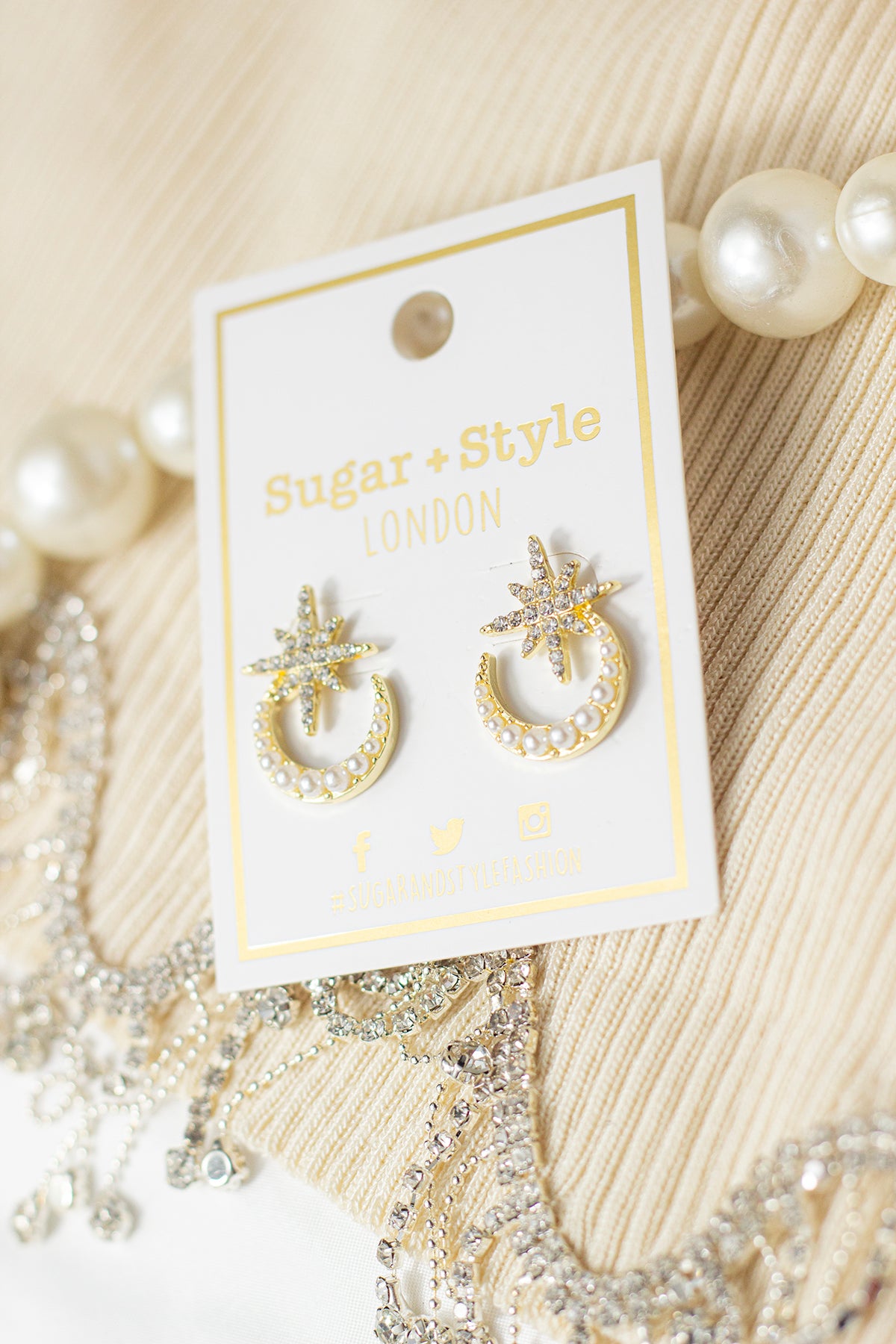 Shooting Star Diamante Gem Stud Earrings - Sugar + Style