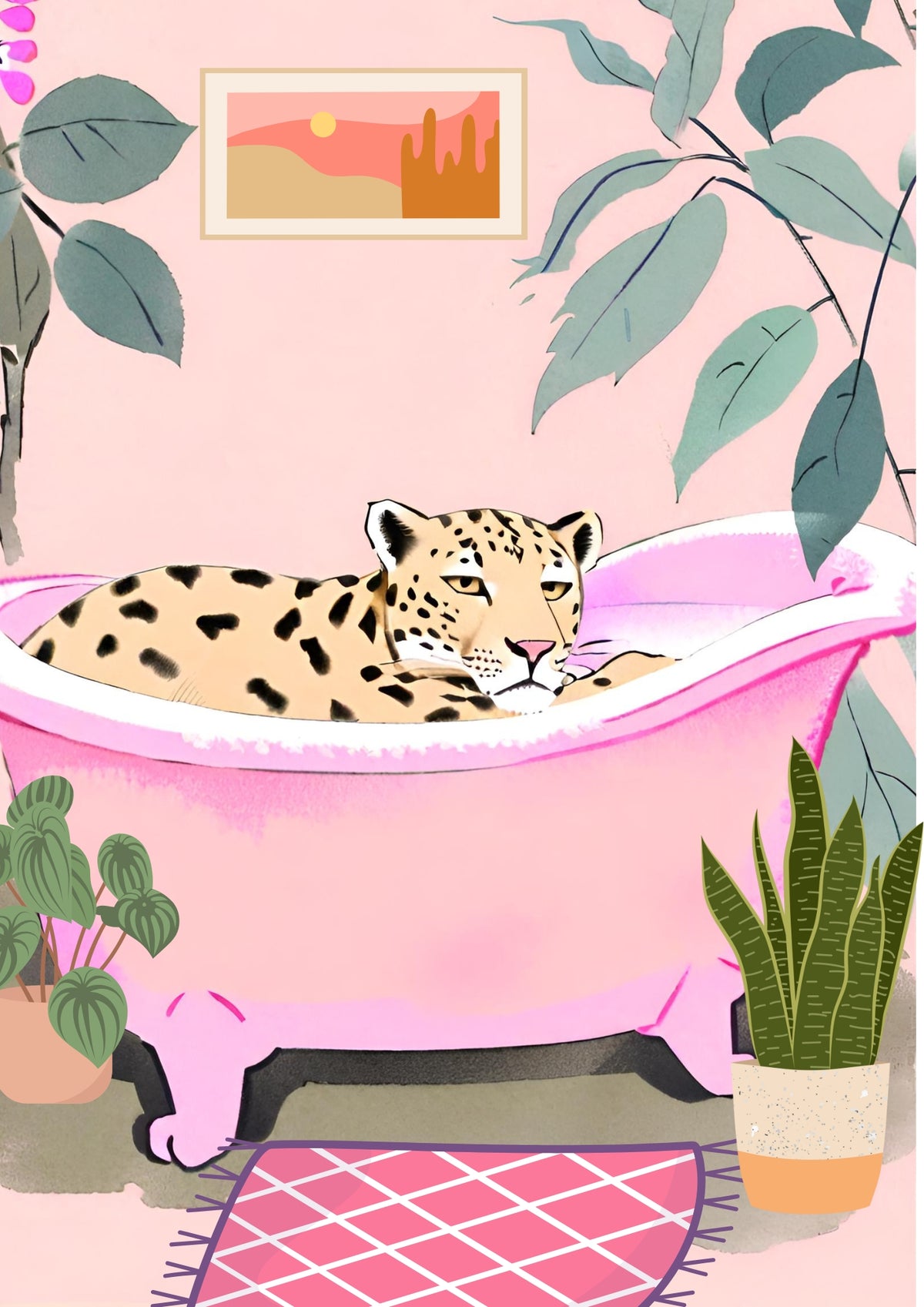 Leopard Bath A4 Print - Sugar + Style