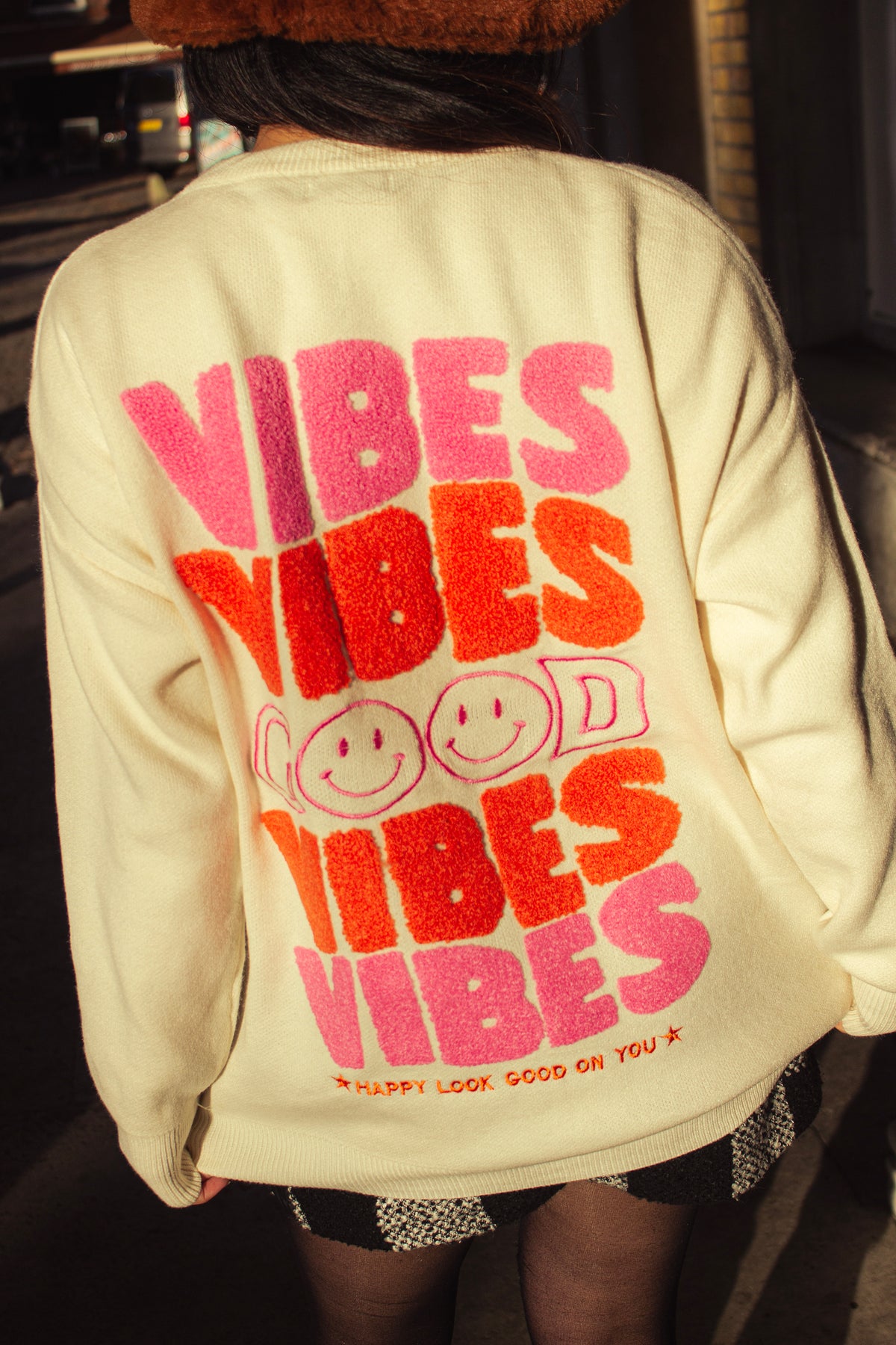 Good Vibes Tufted Jumper - Sugar + Style