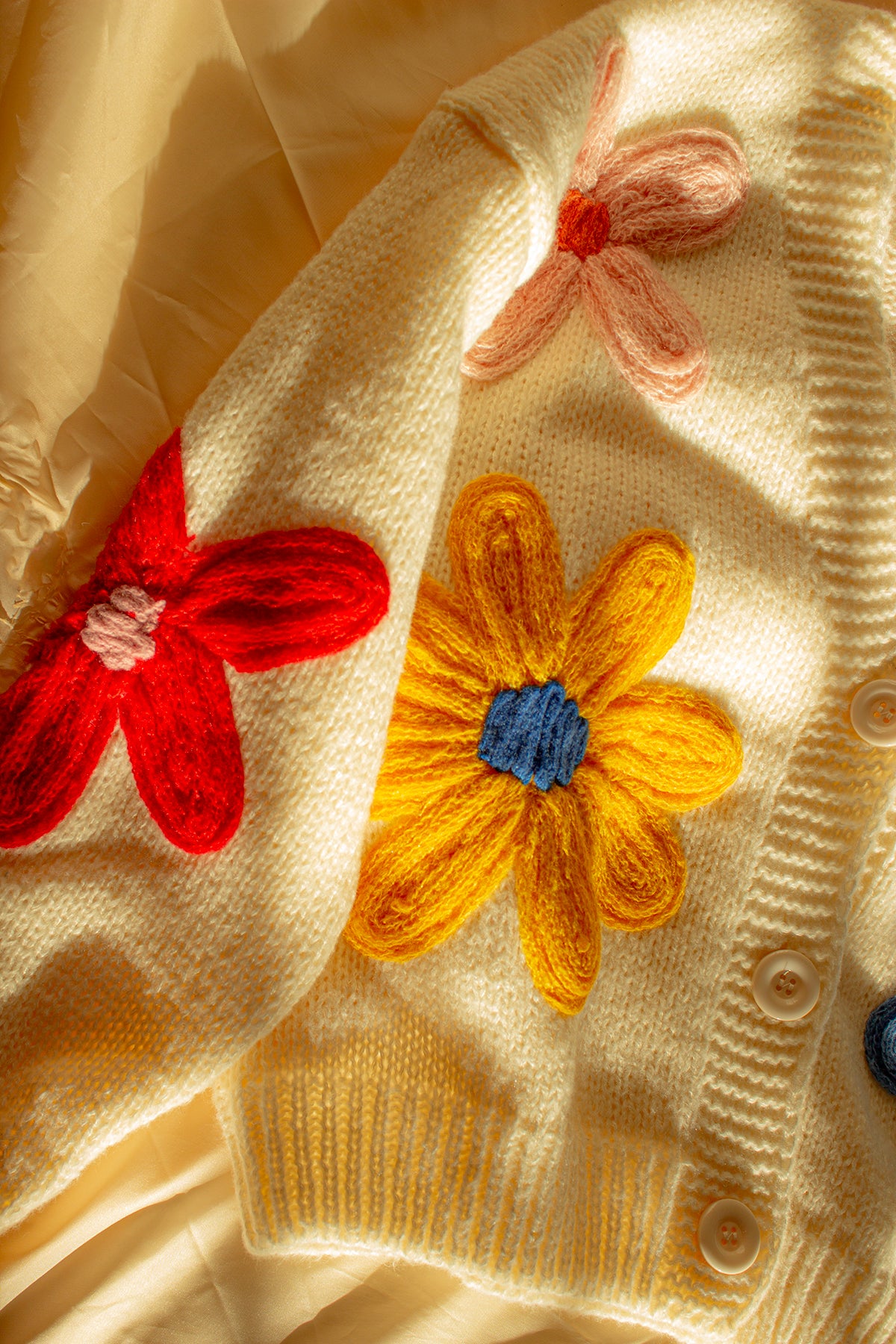 Crochet Applique Bold Floral Cardigan - Sugar + Style