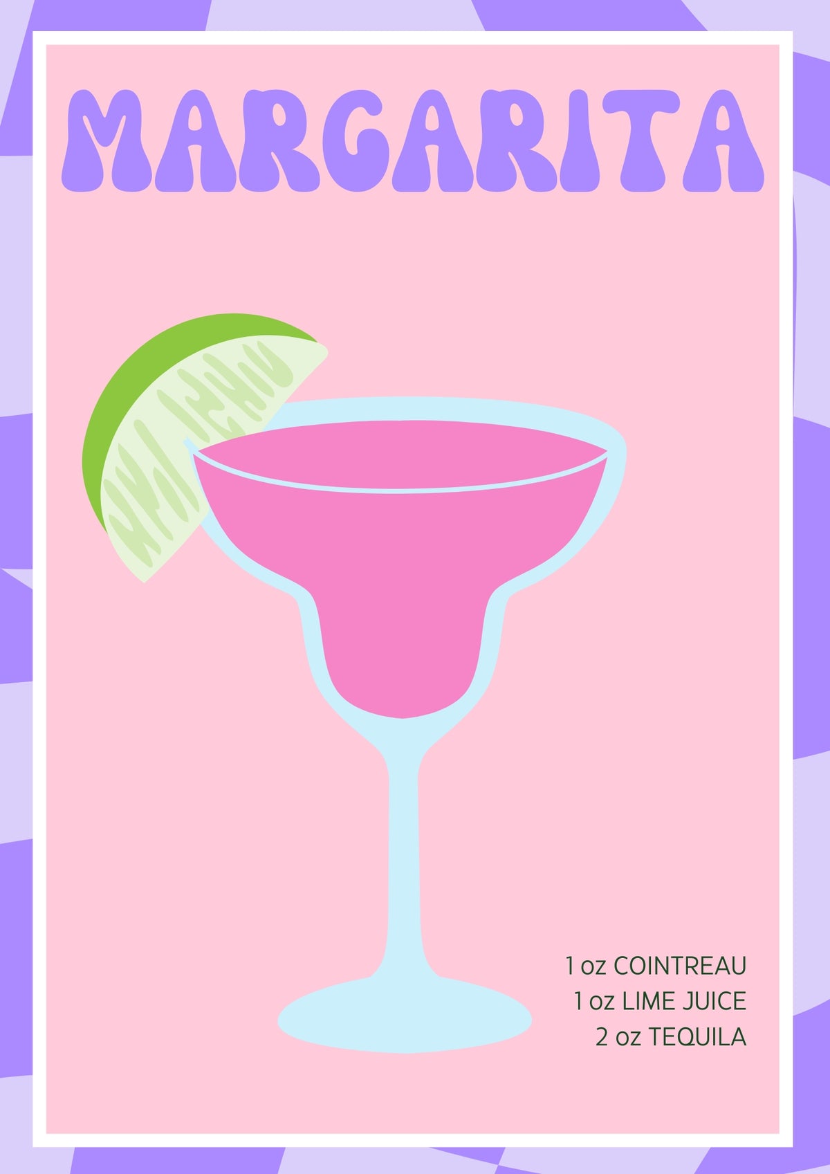 Margarita Illustrated Recipe A4 Print - Sugar + Style