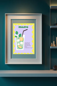 Mojito Illustrated Recipe A4 Print - Sugar + Style