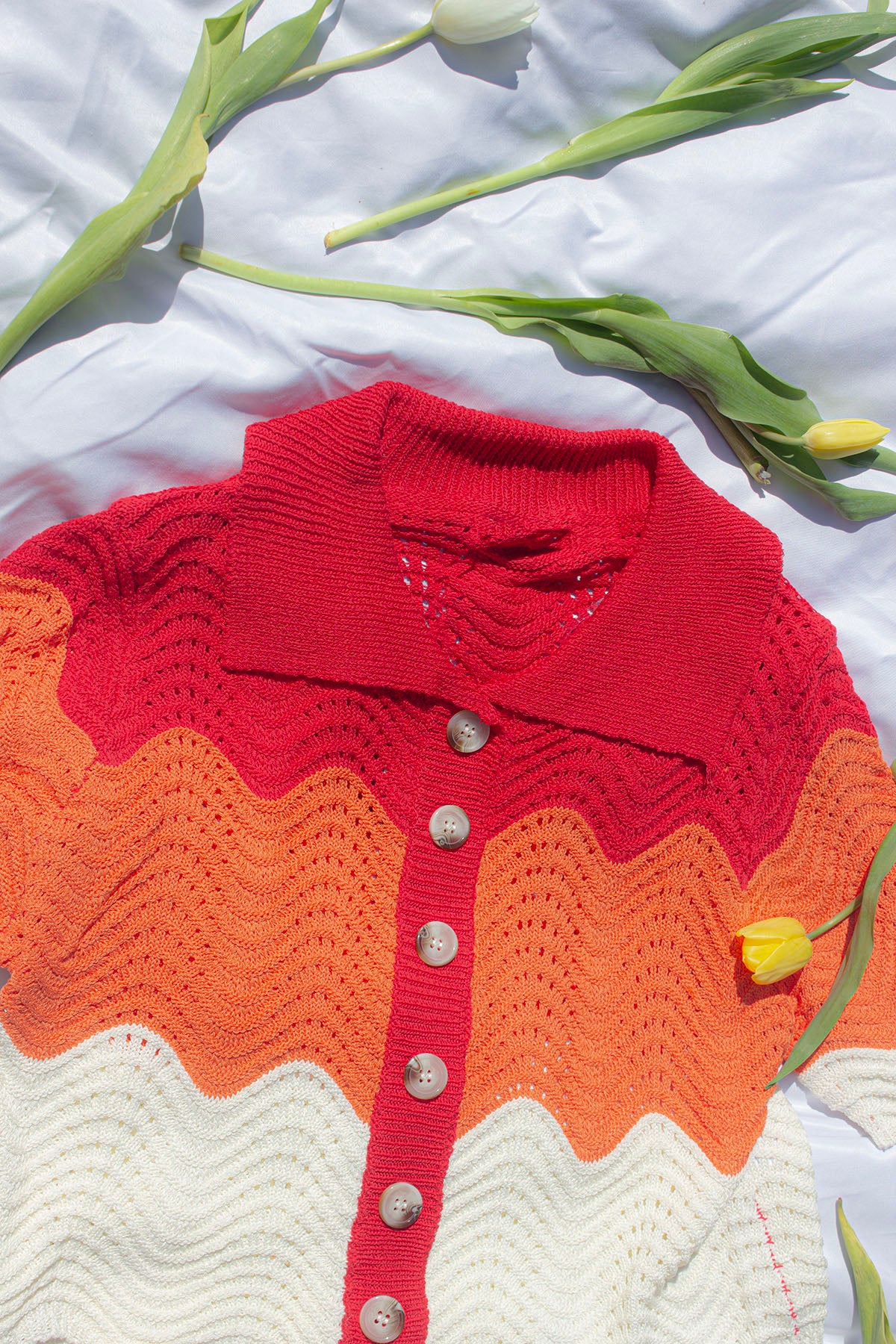 Crochet Style Wavy Pattern Peter Pan Collar Top - Sugar + Style