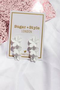 Floral Embossed Cascading Stud Earrings - Sugar + Style