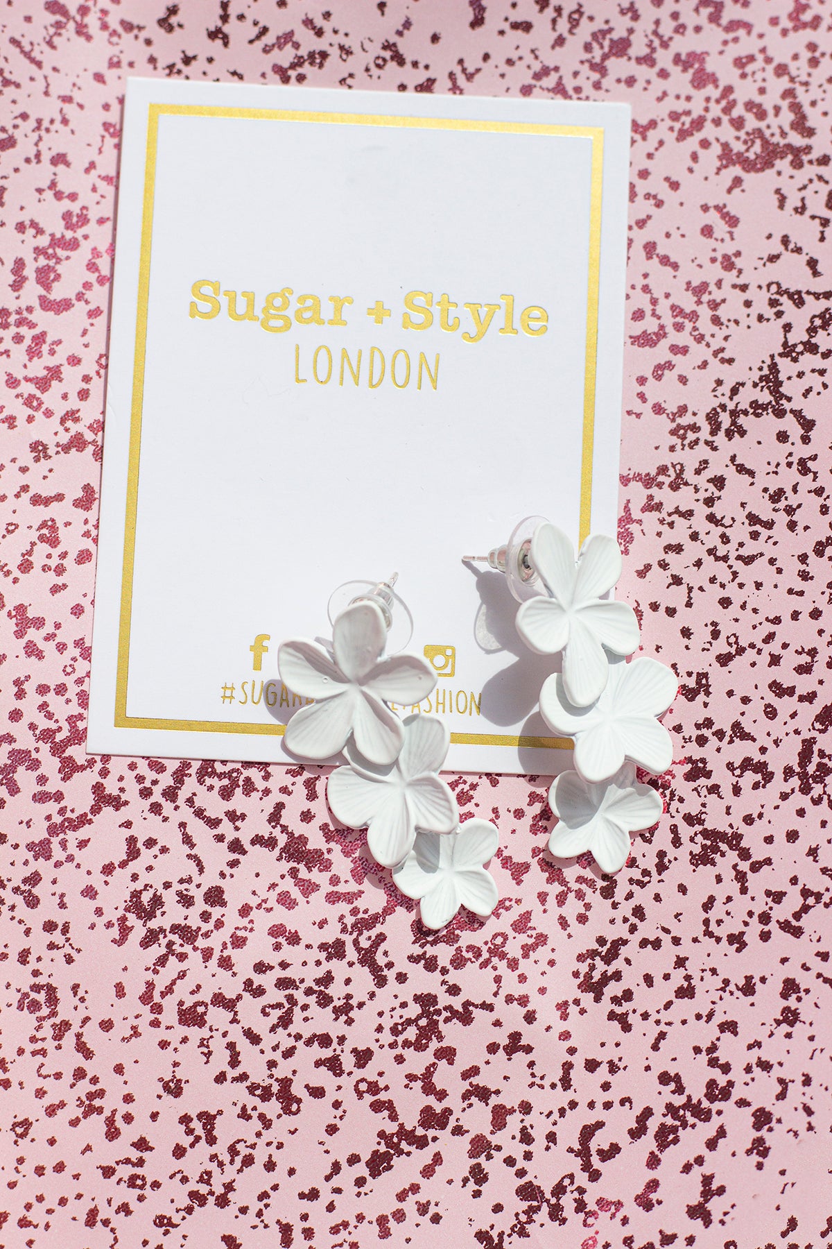 Floral Embossed Cascading Stud Earrings - Sugar + Style