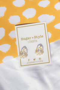 Gold Tone Circle Stud with Pearl Cluster - Sugar + Style