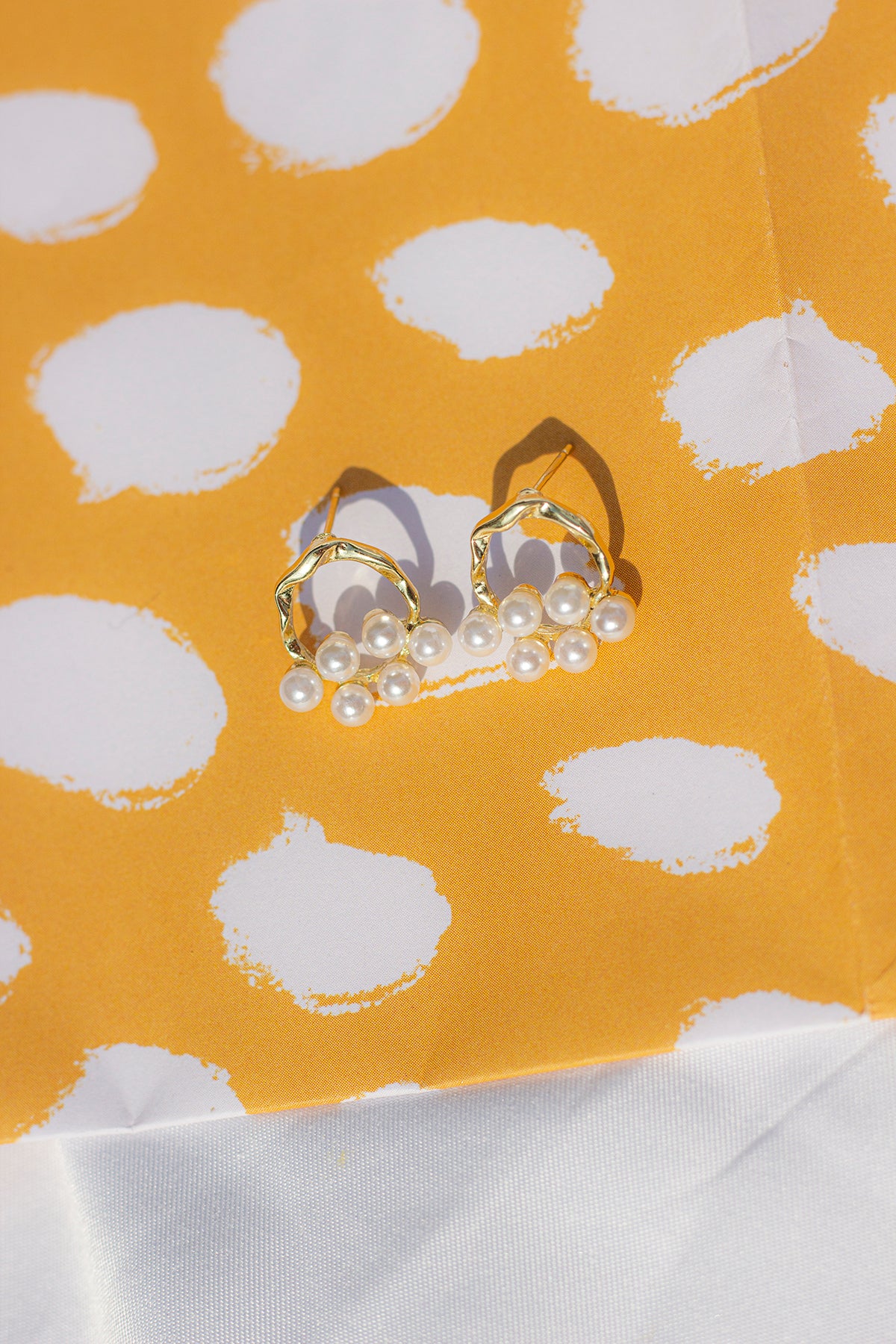 Gold Tone Circle Stud with Pearl Cluster - Sugar + Style