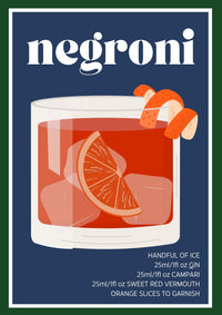 Negroni Illustrated Recipe A4 Print - Sugar + Style
