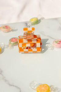 Checkerboard Print Cut Out Rectangle Claw Hair Clip - Sugar + Style