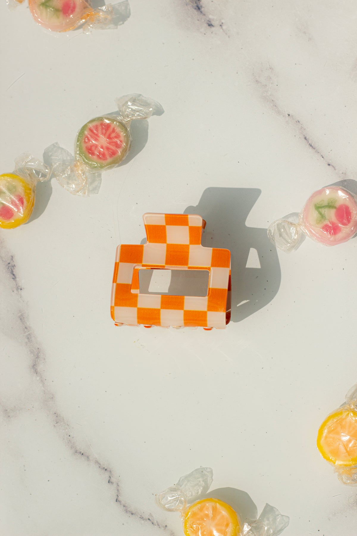 Checkerboard Print Cut Out Rectangle Claw Hair Clip - Sugar + Style