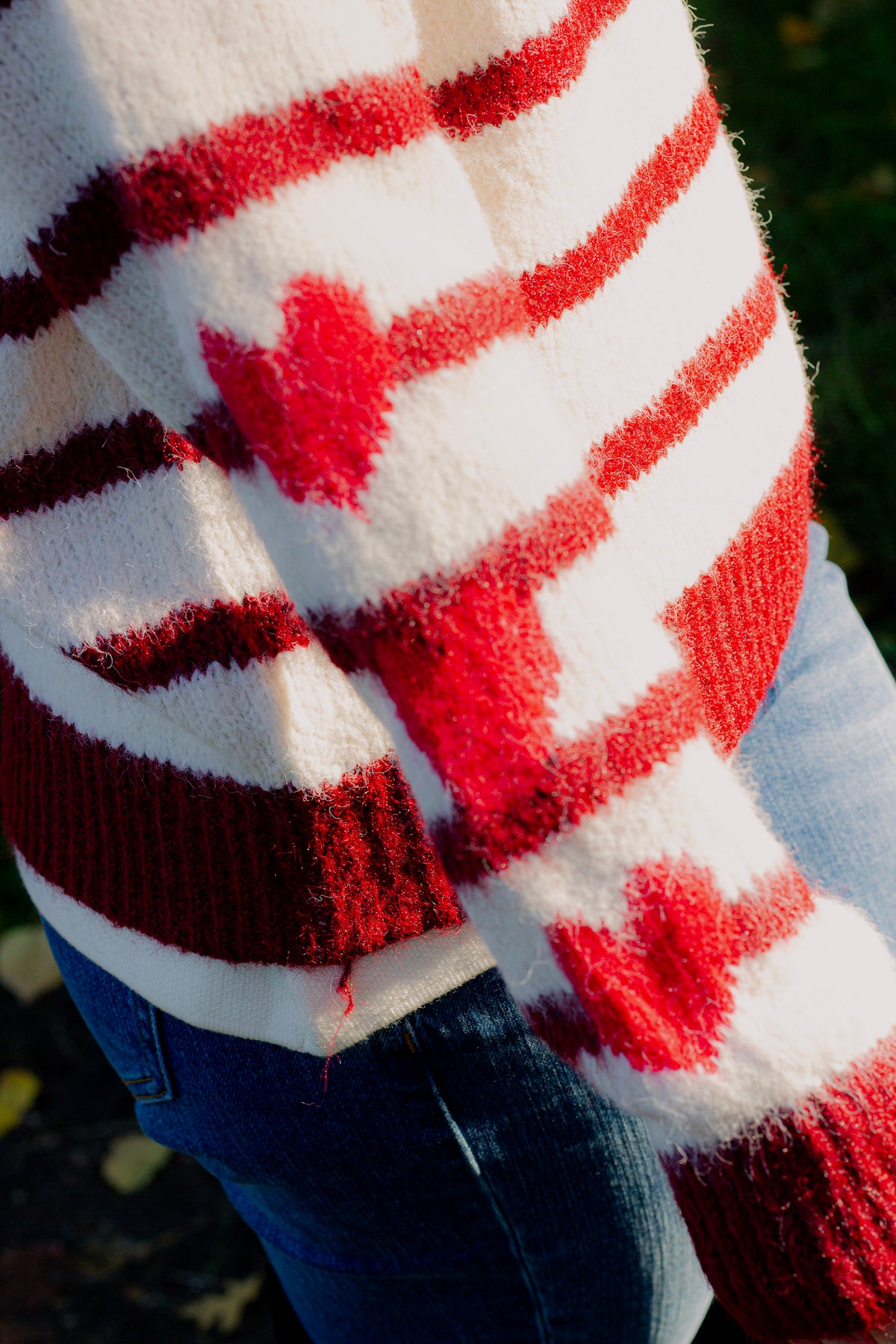 Stripe Heart Sleeve Jumper - Sugar + Style