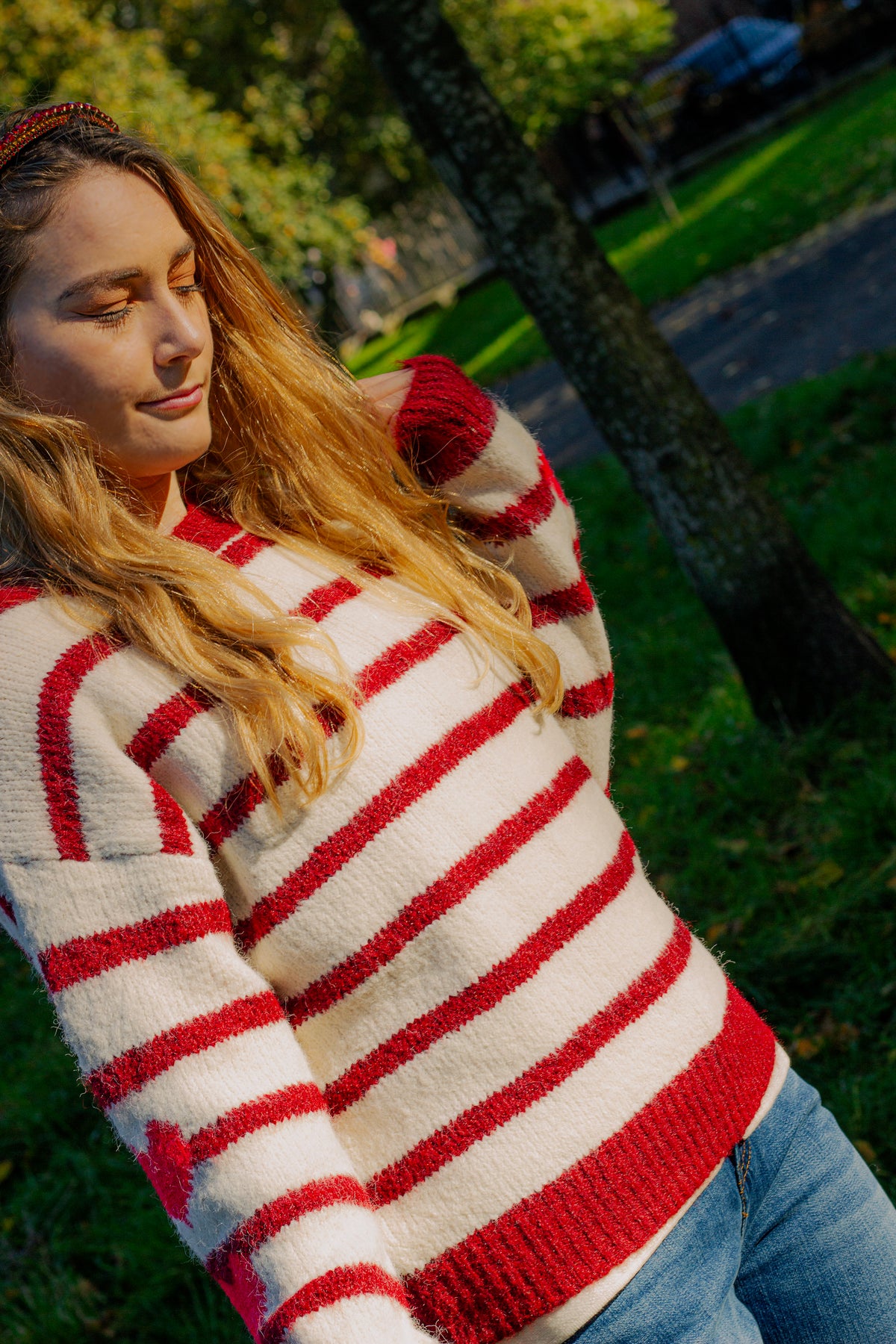 Stripe Heart Sleeve Jumper - Sugar + Style