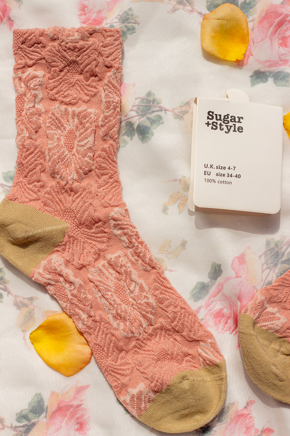 Pink Crinkle Flower Socks - Sugar + Style