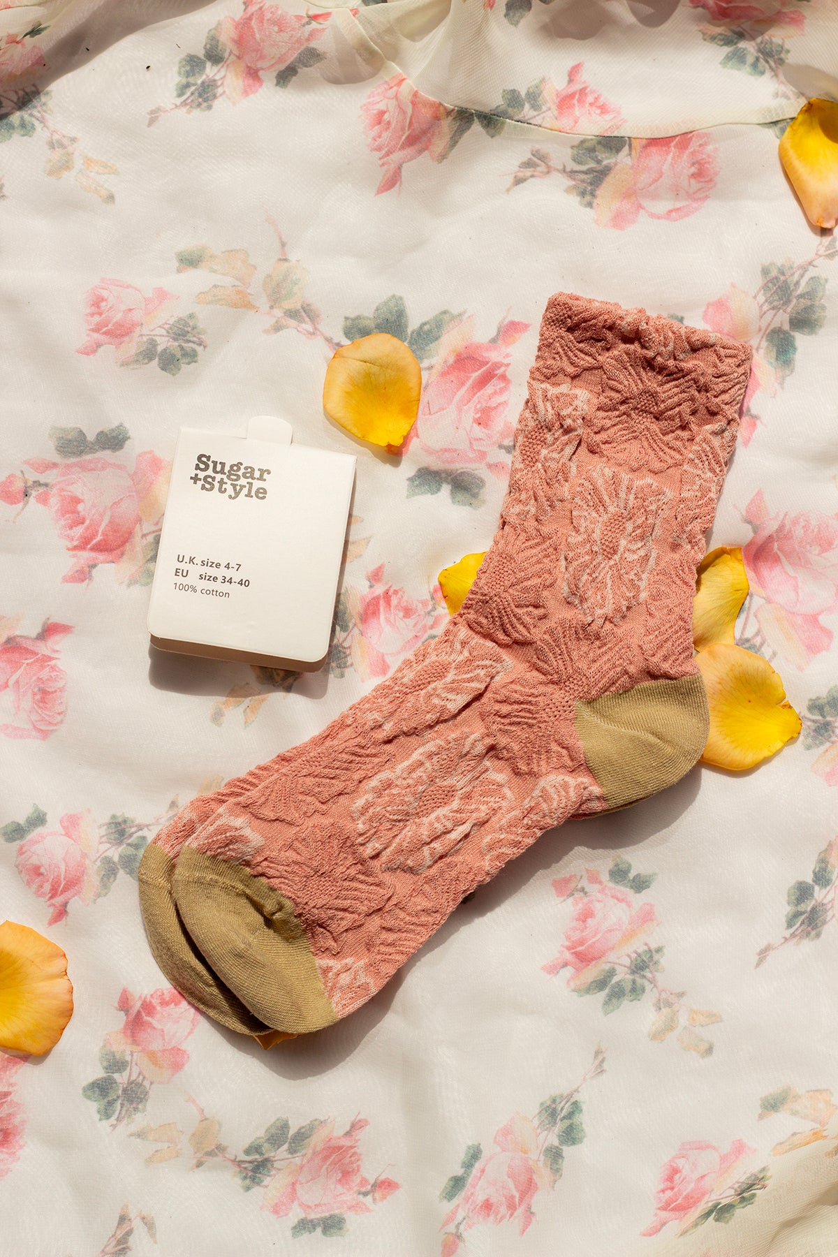 Pink Crinkle Flower Socks - Sugar + Style