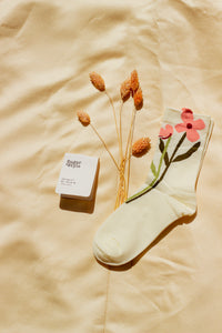 Flower Illustrated Ankle Top Socks - Sugar + Style