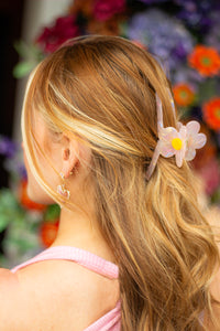 Flower Detail Long Claw Hair Clip - Sugar + Style