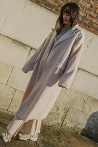 Single Button Top Collar Longline Coat - Sugar + Style