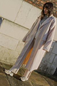 Single Button Top Collar Longline Coat - Sugar + Style