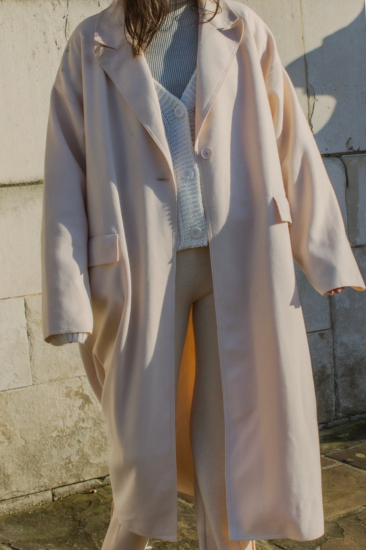 Single Button Top Collar Longline Coat - Sugar + Style