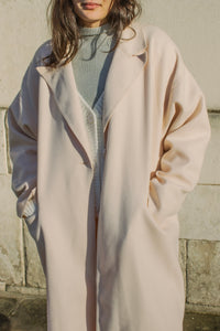 Single Button Top Collar Longline Coat - Sugar + Style