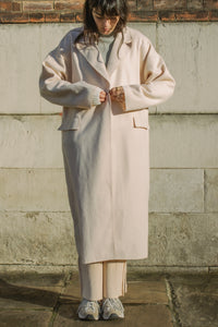 Single Button Top Collar Longline Coat - Sugar + Style