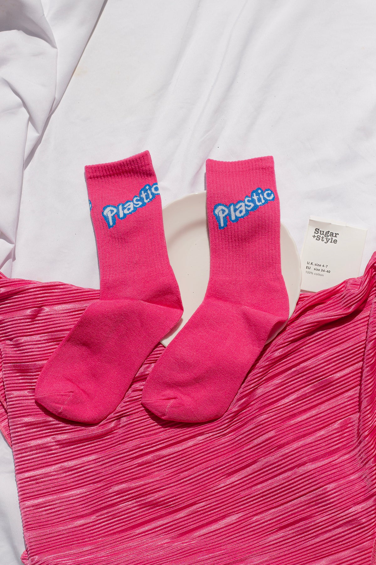 Hot Pink Slogan Socks - Sugar + Style