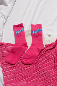 Hot Pink Slogan Socks - Sugar + Style