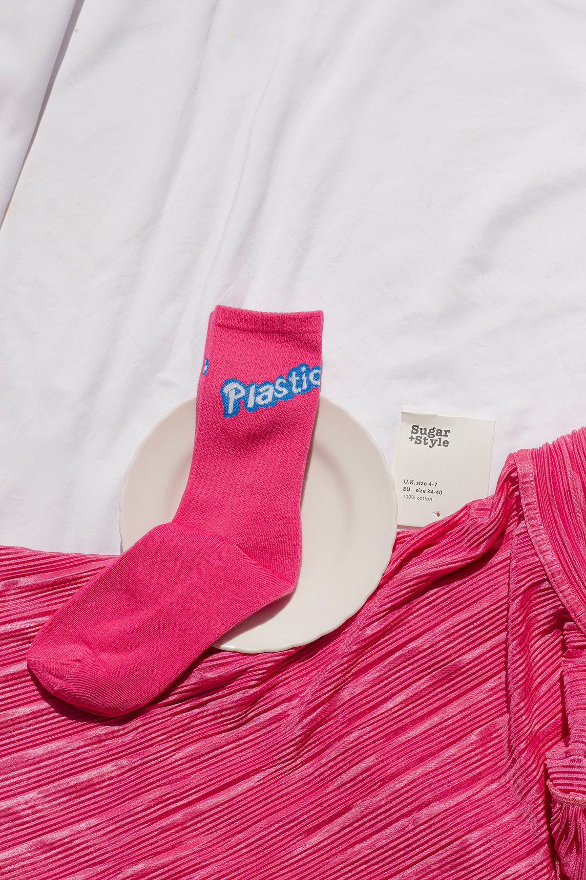 Hot Pink Slogan Socks - Sugar + Style