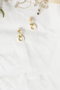 Marble Circle Cut Out Dangle Earrings - Sugar + Style