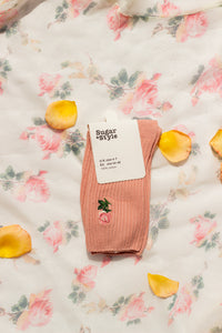 Pink Rose Embroidered Socks - Sugar + Style