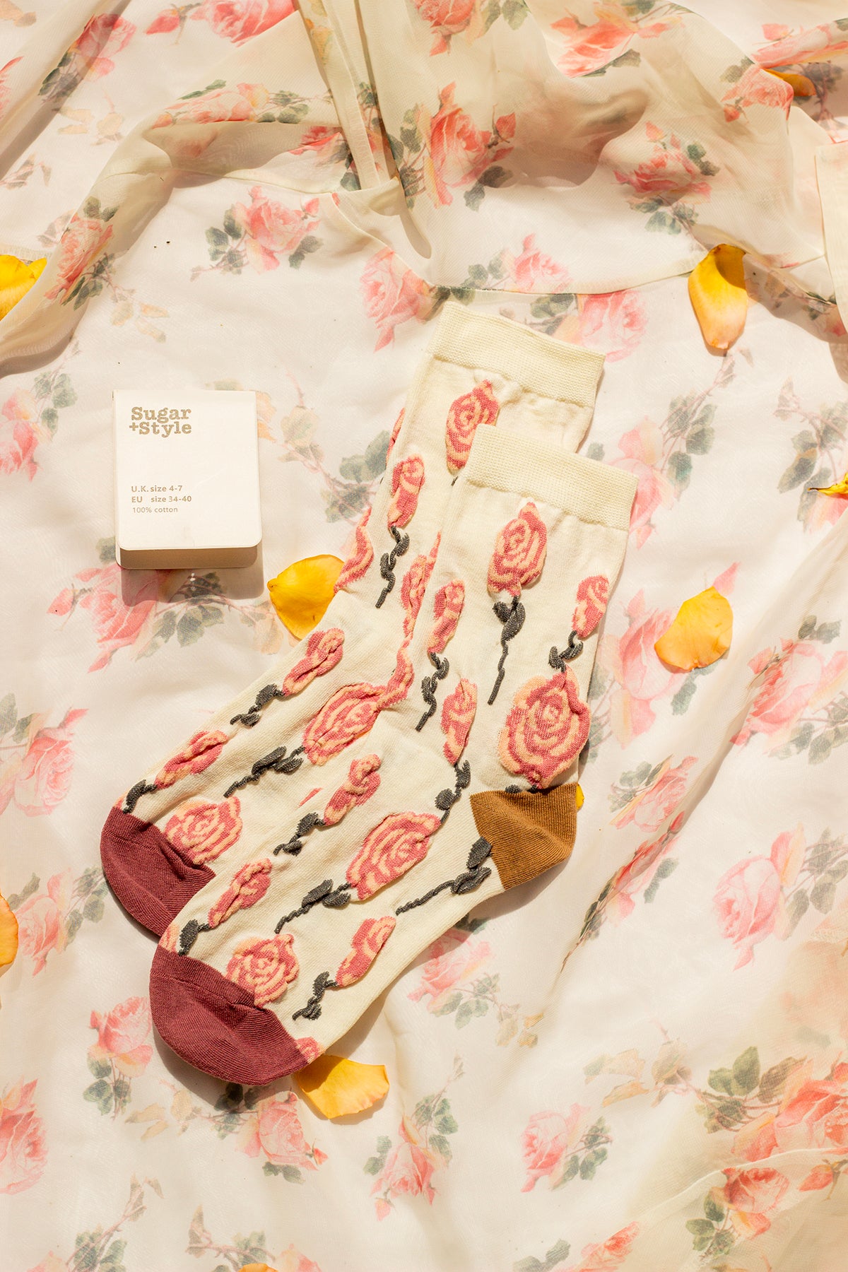 Rose Crinkle Flower Socks - Sugar + Style