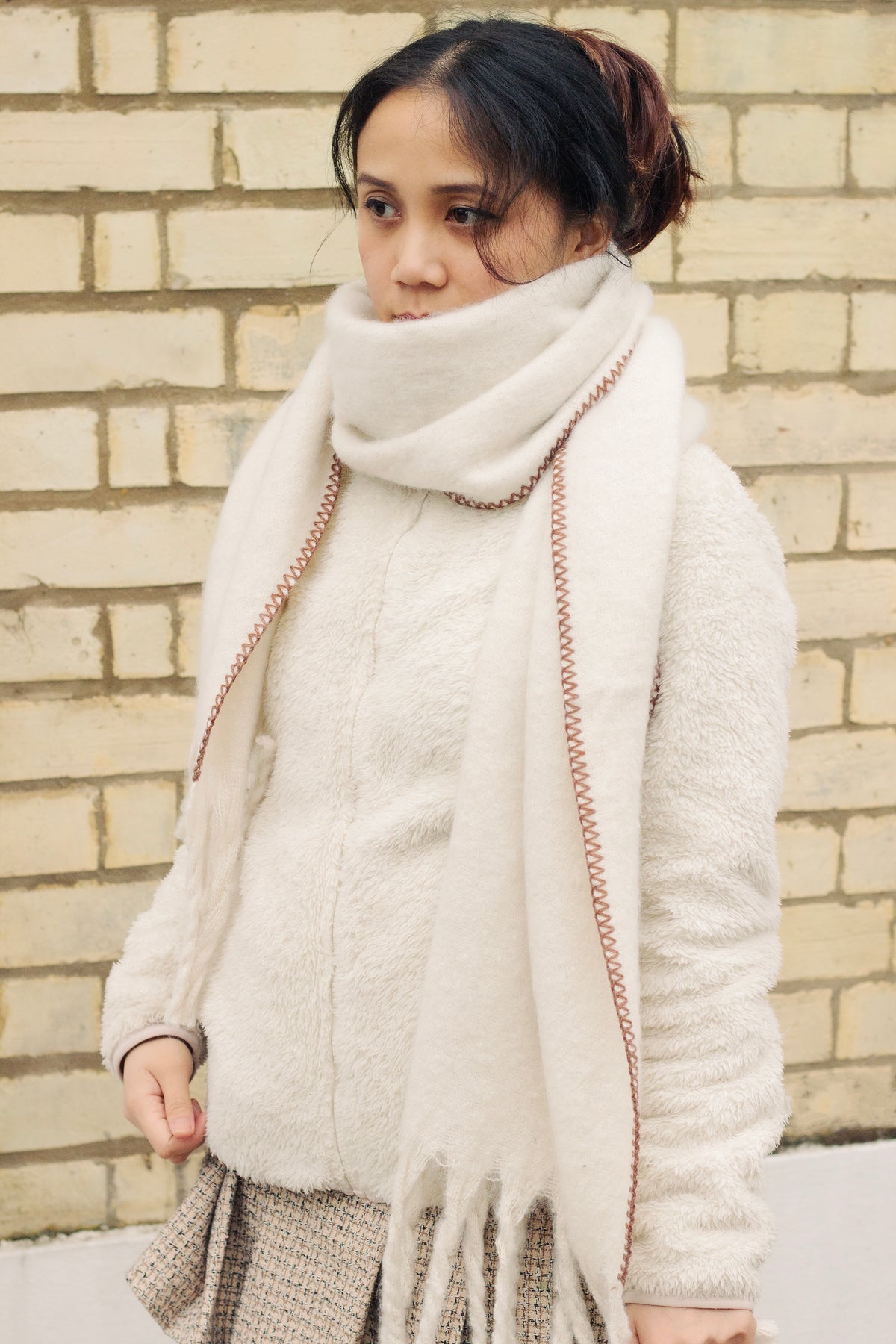 Top Stitch Edge Warm Wrap Scarf - Sugar + Style